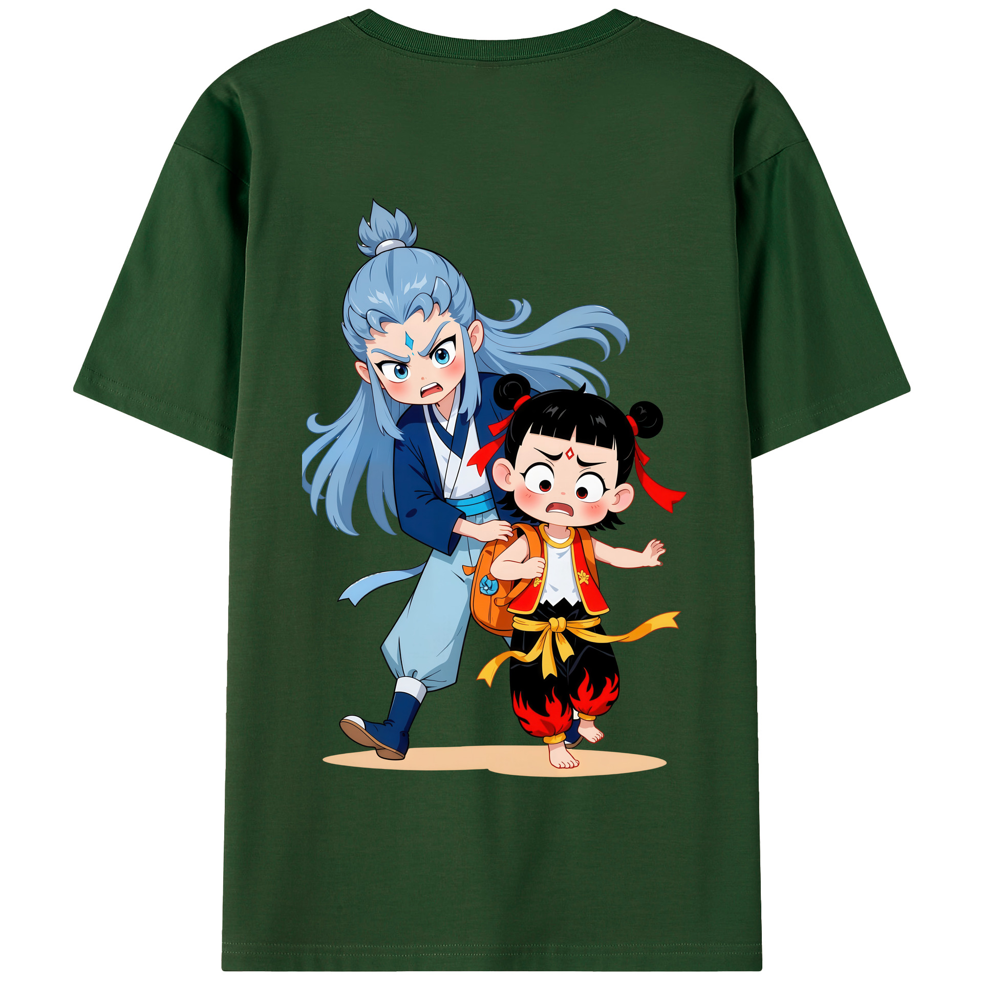 （画像用） Ne Zha 2 ナタ 魔童の大暴れ 綿100％半袖Tシャツ（背面プリント）